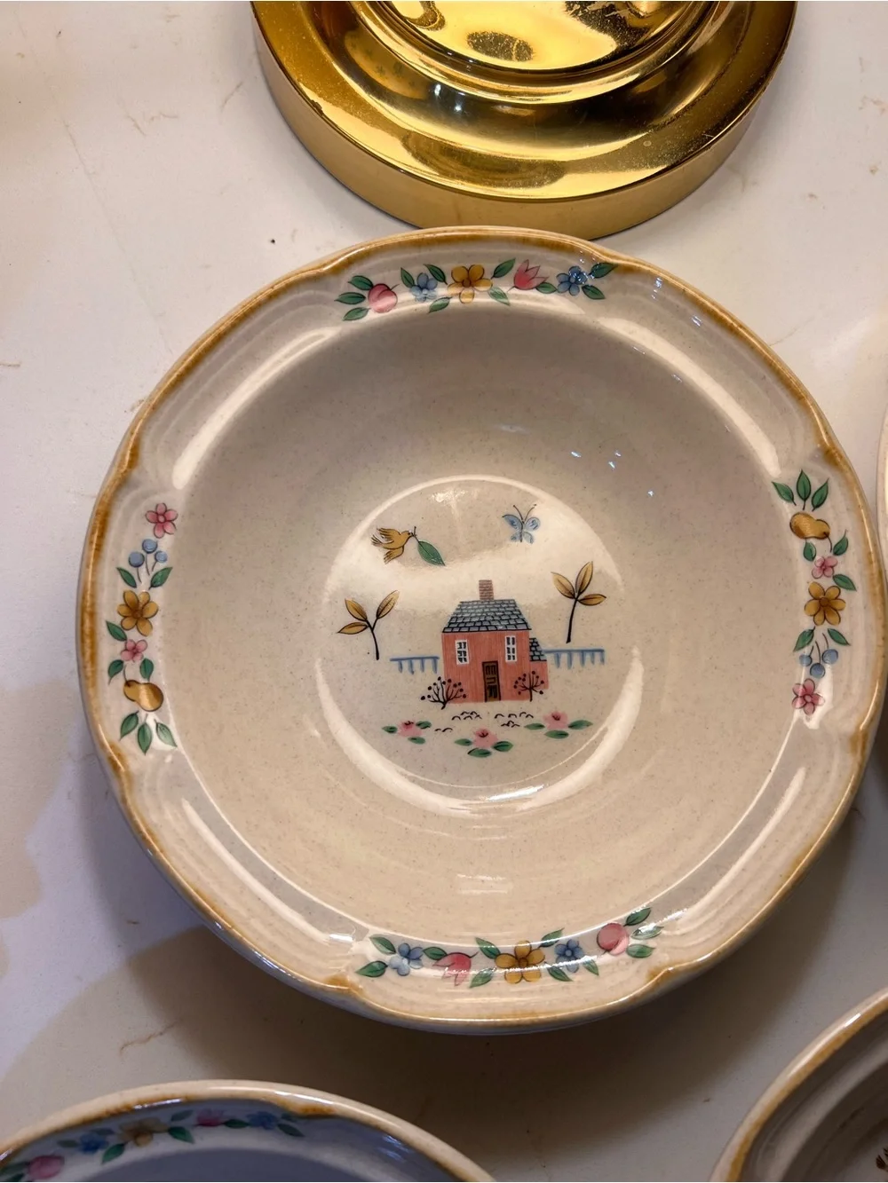26 International Cream and Pink Floral Ceramic Bowls - Set of 4